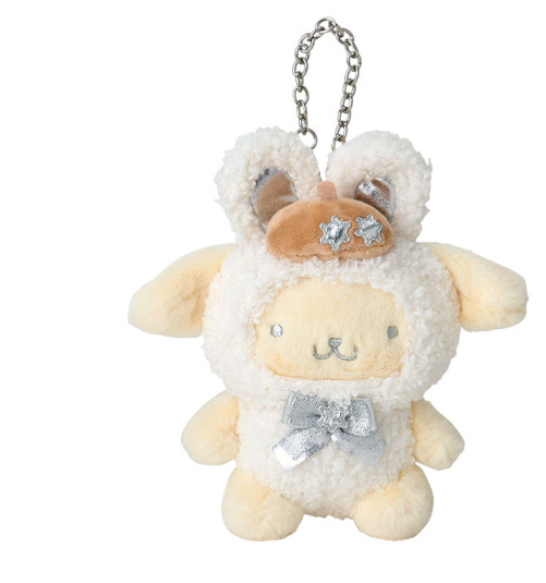 SANRIO ORIGINAL POMPOMPURIN FLUFFY SNOW RABBIT MASCOT CHARM / PLUSH