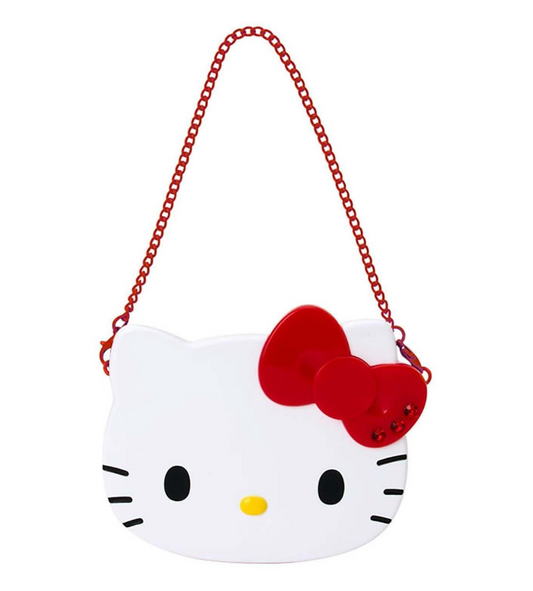 SANRIO ORIGINAL HELLO KITTY 2-SIDED COMPACT MIRROR WITH CHAIN (I LOVE HELLO KITTY FACE)