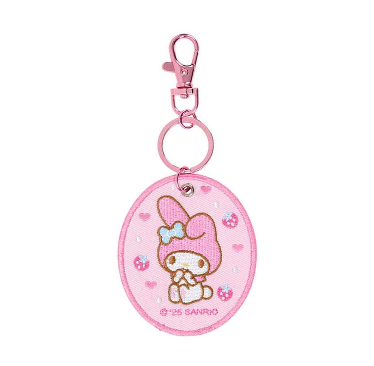 SANRIO MY MELODY EMBROIDERED PATCH KEYCHAIN