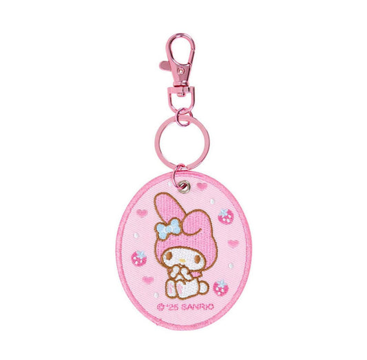 SANRIO MY MELODY EMBROIDERED PATCH KEYCHAIN