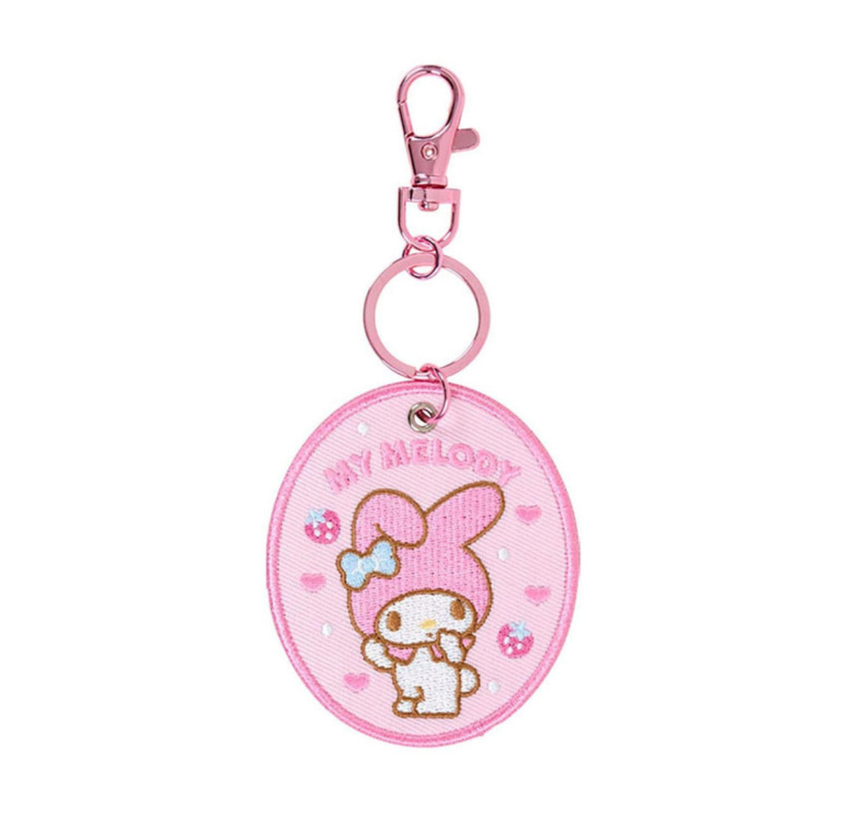SANRIO MY MELODY EMBROIDERED PATCH KEYCHAIN