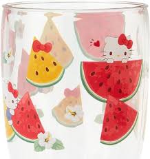 SANRIO JAPAN ORIGINAL HELLO KITTY DRINKING GLASS COLORFUL FRUIT