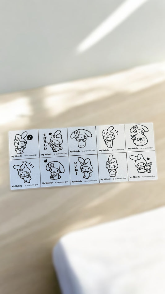 SANRIO WOOD RUBBER STAMPS SET MY MELODY ( 10 PCS )
