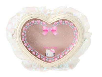 SANRIO ORIGINAL HELLO KITTY Y2K BALLET CORE HEART-SHAPED CLEAR POUCH