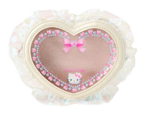 SANRIO ORIGINAL HELLO KITTY Y2K BALLET CORE HEART-SHAPED CLEAR POUCH