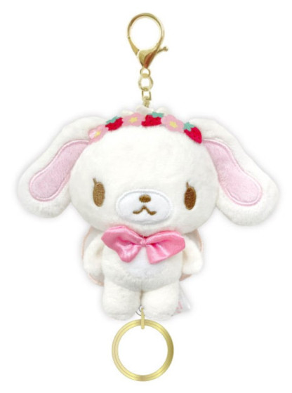 SANRIO ORIGINAL SUGARBUNNIES SHIROUSA STRAWBERRY FLOWER FAIRY RETRACTABLE REEL KEYCHAIN