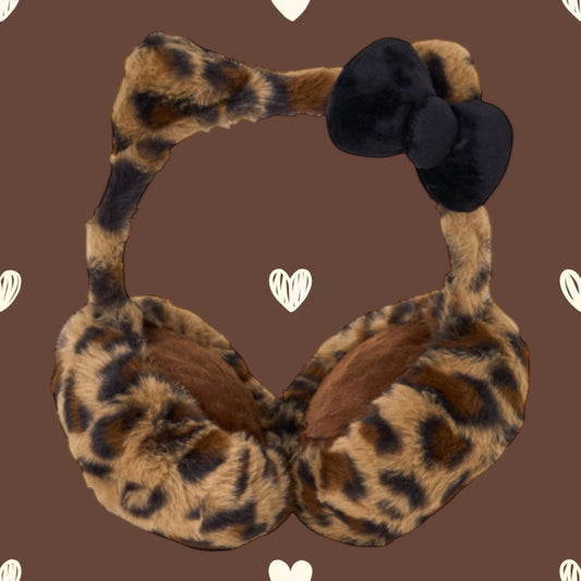 SANRIO ORIGINAL HELLO KITTY EARMUFFS LEOPARD BROWN