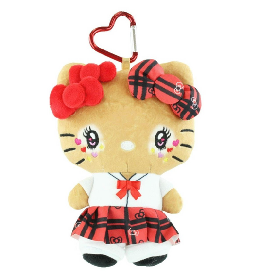 SANRIO ORIGINAL HELLO KITTY MINI PLUSH POUCH WITH CARABINER RETRO HEISEI KOGAL SCHOOL UNIFORM