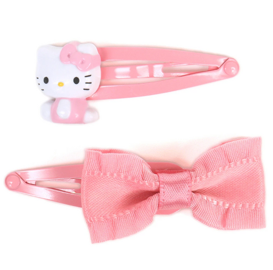 SANRIO ORIGINAL HELLO KITTY KIDS HAIRPIN SET RIBBON PINK