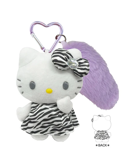 SANRIO ORIGINAL HELLO KITTY LEOPARD BLACK MASCOT KEYCHAIN WITH TAIL