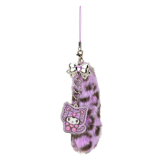 SANRIO ORIGINAL KUROMI DANGLING TAIL MASCOT STRAP LEOPARD GAL CAT PURPLE