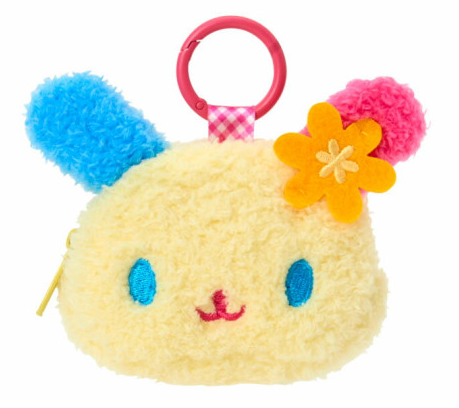SANRIO ORIGINAL USAHANA FACE FLUFFY MINI POUCH WITH CARABINER
