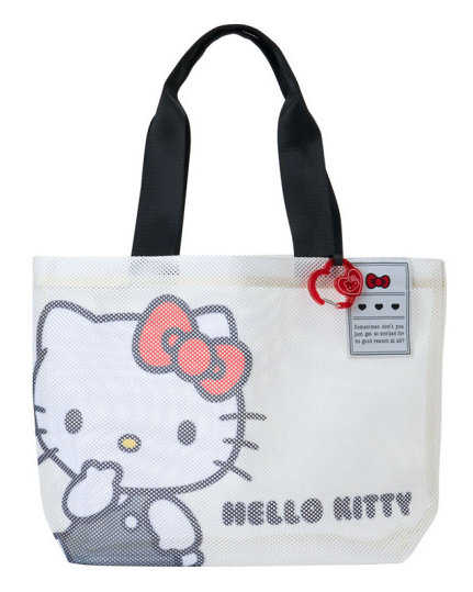 SANRIO ORIGINAL HELLO KITTY EXTRA LARGE MESH BEACH TOTE BAG HELLO KITTY: SUMMER WHITE