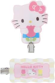 SANRIO JAPAN ORIGINAL HELLO KITTY BANGS HAIR CLIP SET PASTEL CHECKER