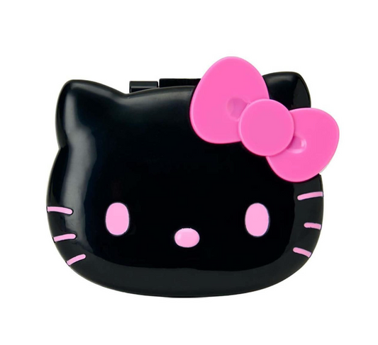 SANRIO ORIGINAL HELLO KITTY MIRROR WITH COMPACT HAIR BRUSH BLACK (I LOVE HELLO KITTY FACE)