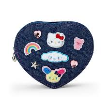 SANRIO ORIGINAL CHARACTERS DENIM HEART SHAP POUCH