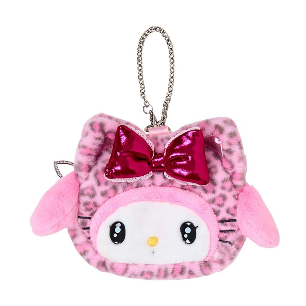 SANRIO ORIGINAL MY MELODY FACE SHAPED POUCH LEOPARD GAL CAT PINK