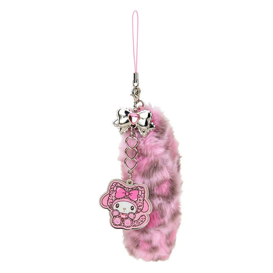 SANRIO ORIGINAL MY MELODY DANGLING TAIL MASCOT STRAP LEOPARD GAL CAT PINK