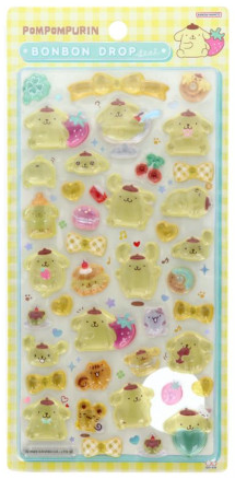 SANRIO ORIGINAL POMPOMPURIN BONBON DROP SEAL 3D STICKER GINGHAM