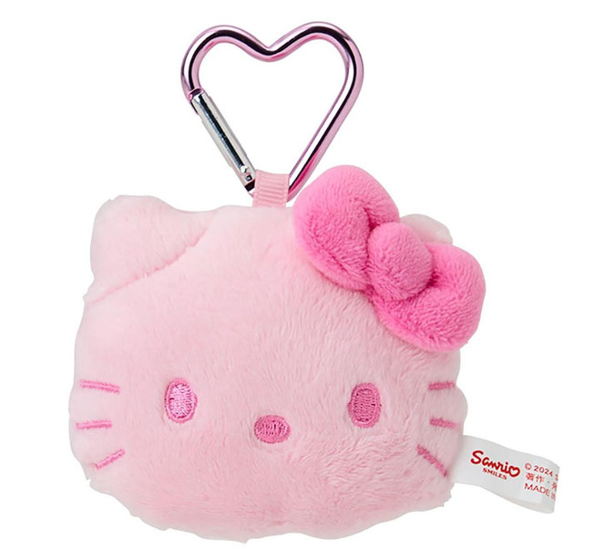 SANRIO ORIGINAL HELLO KITTY FACE SHAPE PINK RIBBON KEYCHAIN PLUSH I LOVE HELLO KITTY