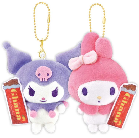 SANRIO ORIGINAL X LOTTE KUROMI & MY MELODY WITH GHANA NICO PLUSH KEYCHAIN