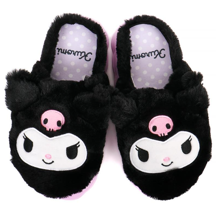 SANRIO ORIGINAL KUROMI FLUFFY ROOM SLIPPERS