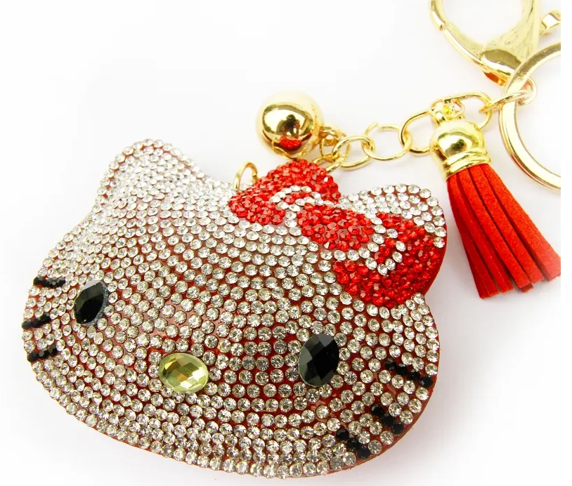 SANRIO ORIGINAL HELLO KITTY BLING LEATHER KEY CHAIN RED