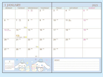 SANRIO JAPAN ORIGINAL CINNAMOROLL DIARY BOOK B6 2025 CALENDAR