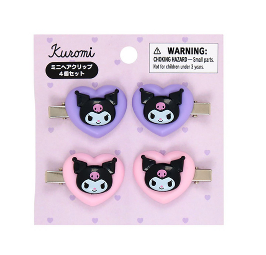SANRIO ORIGINAL KUROMI MINI HAIR CLIP SET HEART