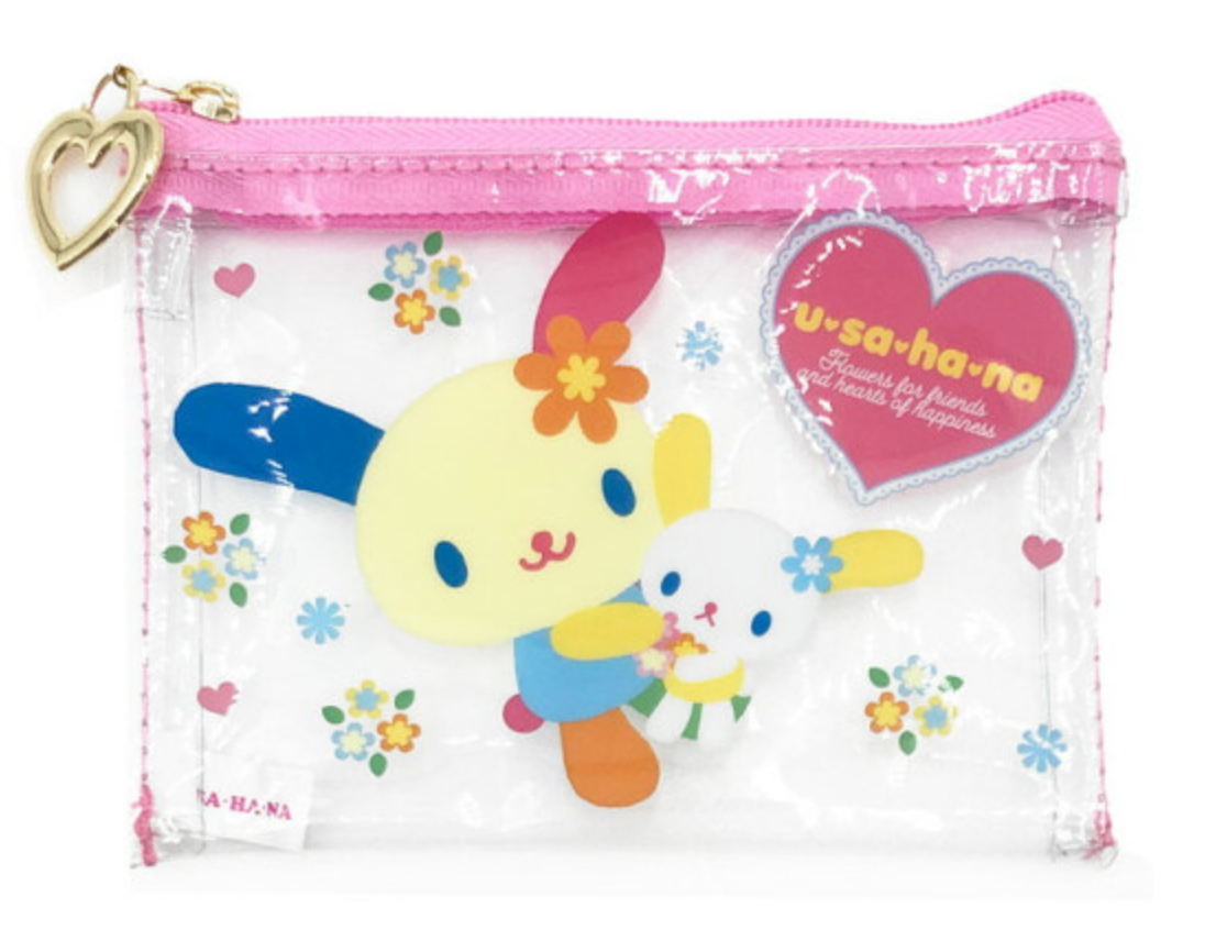 SANRIO ORIGINAL USAHANA CLEAR FLAT MINI POUCH PINK