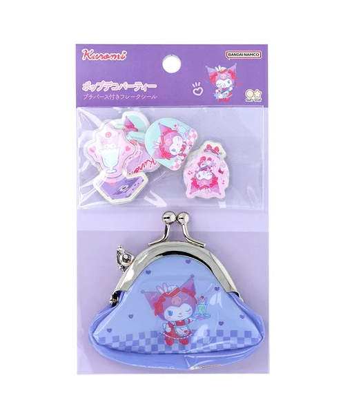 SANRIO ORIGINAL KUROMI FLAKE STICKERS WITH MINI PURSE
