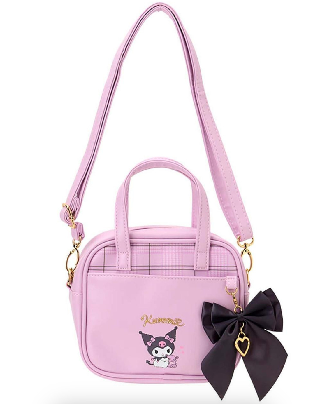 SANRIO ORIGINAL KUROMI KIDS SHOULDER CROSSBODY BAG IVORY BIG RIBBON