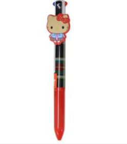 SANRIO ORIGINAL HELLO KITTY 4 COLOR BALLPOINT PEN BLACK AND RED STRIPED UNIFORM