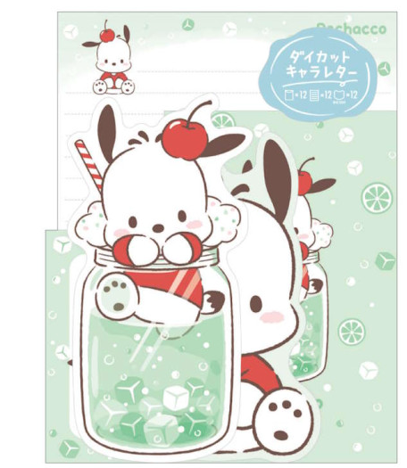 SANRIO JAPAN ORIGINAL POCHACCO DIE CUT LETTER SET SODA