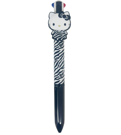 SANRIO ORIGINAL HELLO KITTY 4 COLOR BALLPOINT PEN BLACK AND WHITE ZEBRA PRINT