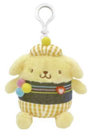 SANRIO POMPOMPURIN GINGHAM DENIM MASCOT CLIP / PLUSH