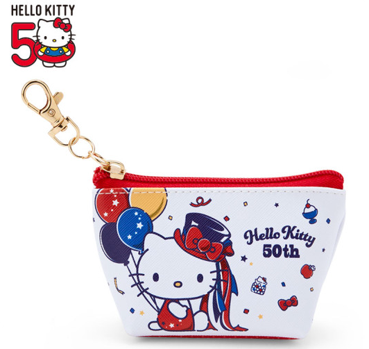 SANRIO JAPAN ORIGINAL HELLO KITTY 50TH ANNIVERSARY TRIANGULAR MINI POUCH