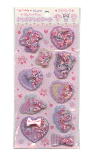 SANRIO ORIGINAL KUROMI AND MY MELODY AND SWEET PIANO SHAKE SHAKE SHAKE SEAL STICKERS
