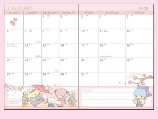 SANRIO JAPAN ORIGINAL CHARACTERS DIARY BOOK B6 2025 CALENDAR