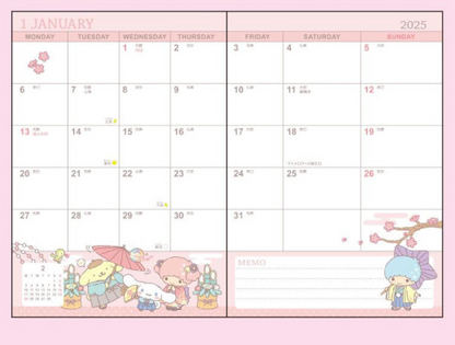 SANRIO JAPAN ORIGINAL CHARACTERS DIARY BOOK B6 2025 CALENDAR