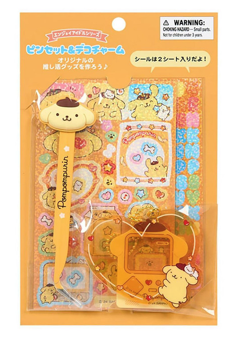 SANRIO ORIGINAL POIMPOMPURIN TWEEZER & DECO CHARMS & STICKER ENJOY IDOL