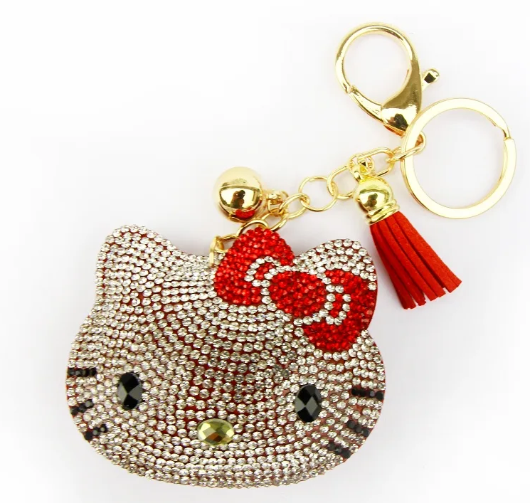 SANRIO ORIGINAL HELLO KITTY BLING LEATHER KEY CHAIN RED