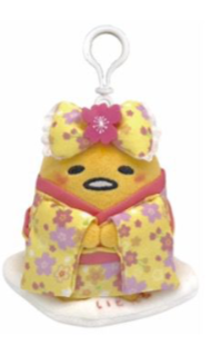 SANRIO GUDETAMA STANDING SAKURA KIMONO  MASCOT CLIP CHARM / PLUSH