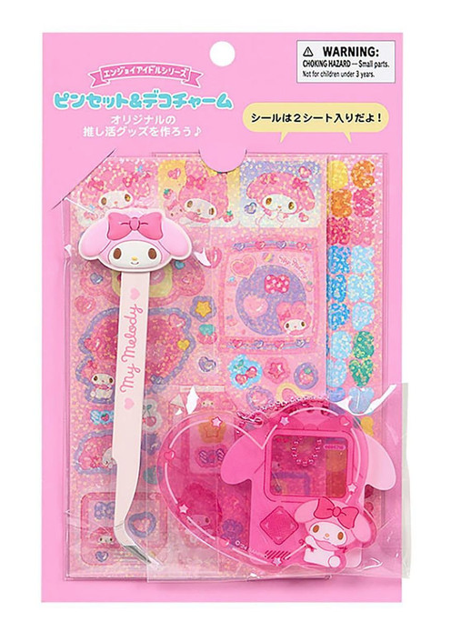 SANRIO ORIGINAL MY MELODY TWEEZER & DECO CHARMS & STICKER ENJOY IDOL