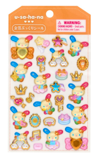 SANRIO ORIGINAL USAHANA GOLD FOIL PUFFY STICKERS