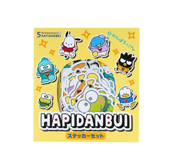 SANRIO ORIGINAL CHARACTERS FLAKE SEAL STICKER SET HAPIDANBUI BOYS HAPPY BIRTHDAY 5TH ANNIVERSARY! ALL TOGETHER