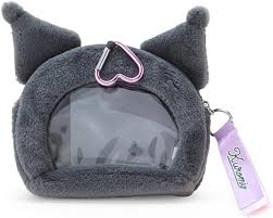 SANRIO JAPAN ORIGINAL KUROMI FACE SHAPED POUCH WITH WINDOW