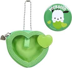 SANRIO JAPAN ORIGINAL POCHACCO MINI POUCH WITH BADGE PIN COLOR HEART