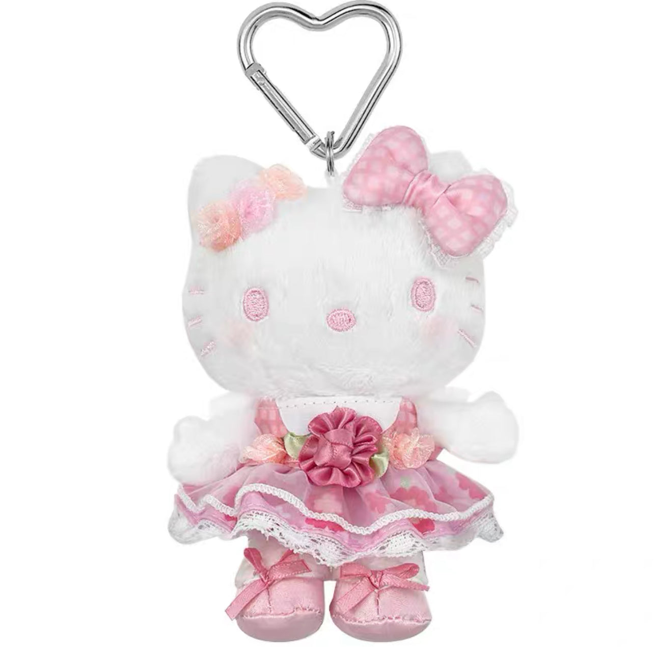 SANRIO ORIGINAL HELLO KITTY MASCOT CHARM / PLUSH PINK FLOWER DRESS
