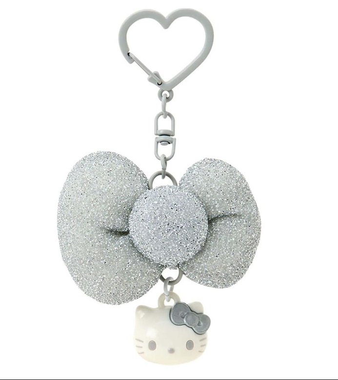 SANRIO ORIGINAL HELLO KITTY RIBBON KEY HOLDER SILVER (I LOVE HELLO KITTY FACE)